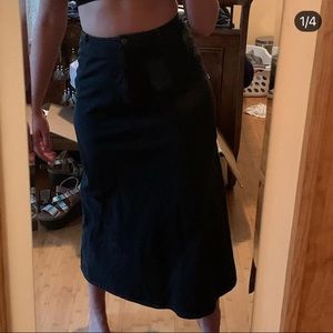 Grey denim maxi skirt